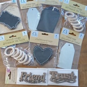 Chalkboard, Wood And Metal Tag Set